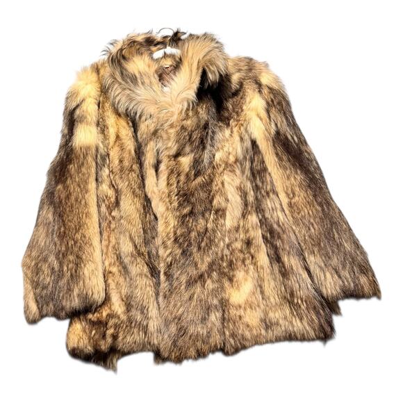 Fur Jackets & Blazers - VTG REAL FOX FUR COAT WOMENS 40 brown beige Luxury mob wife